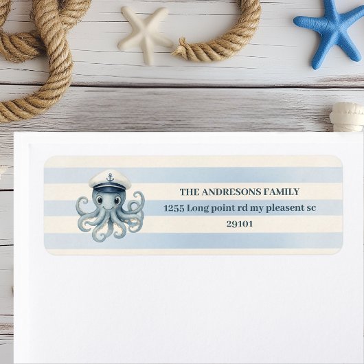 Ahoy Nautical Octopus | | Pastellblaue Streifen