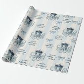 Ahoy Nautical Octopus Personalisiert Geburtstag Geschenkpapier (Ungerollt)