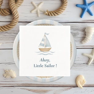 Ahoy Nautical Party   Pastel Blue Sailboat Serviette