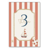 Ahoy Nautical Sailboat | Streifen Tischnummer (Vorderseite)