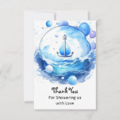Ahoy Nautical Shower Boy Baby Shower Dankeskarte (Vorderseite)