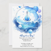 Ahoy Nautical Shower Boy Baby Shower Einladung (Vorderseite)