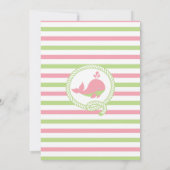 Ahoy! Nautical Whale Girls Babydusche Einladung (Rückseite)