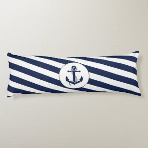 Ahoy! Nautische Anker Navy Blue & White Streifen Seitenschläferkissen