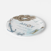 Ahoy! Nautische Baby-Duschpapier-Teller Pappteller (Schrägansicht)