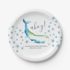 Ahoy Niedlich Blue Whale Baby Dusche Pappteller