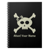 Ahoy Niedlich Skull Crossbones Girl Pirate Noteboo Notizblock (Vorderseite)