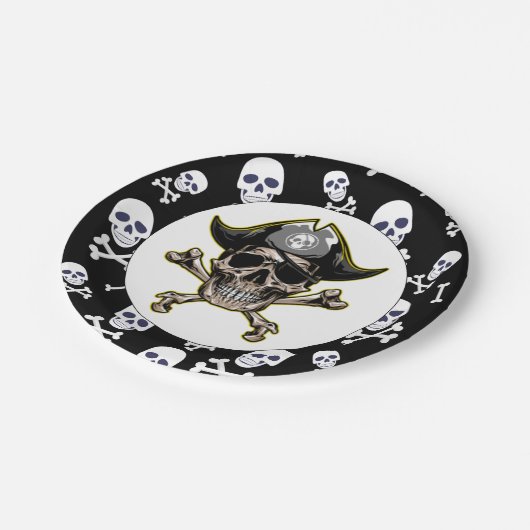 Ahoy, Party Planners Pirate Pappteller (Schrägansicht)