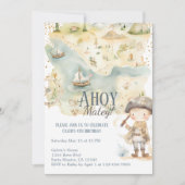 Ahoy Pirate Adventure Vierte Geburtstag Einladung (Vorderseite)