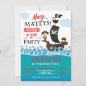 Ahoy Pirate Birthday Einladung (Vorderseite)