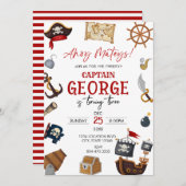 Ahoy pirate Boy birthday party Einladung (Vorne/Hinten)