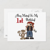 Ahoy Pirate First Birthday Tshirts und Geschenke Postkarte (Vorne/Hinten)