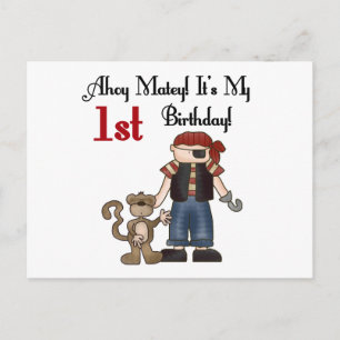Ahoy Pirate First Birthday Tshirts und Geschenke Postkarte