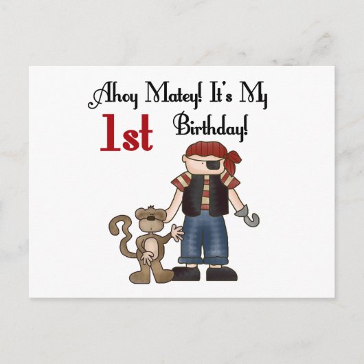 Ahoy Pirate First Birthday Tshirts und Geschenke Postkarte (Vorderseite)