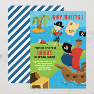 Ahoy! Pirate Ship Boy Pirate Geburtstagspartei Einladung