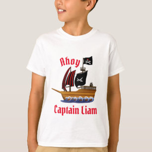 Ahoy Pirate Ship Captain Personalize Name T-Shirt