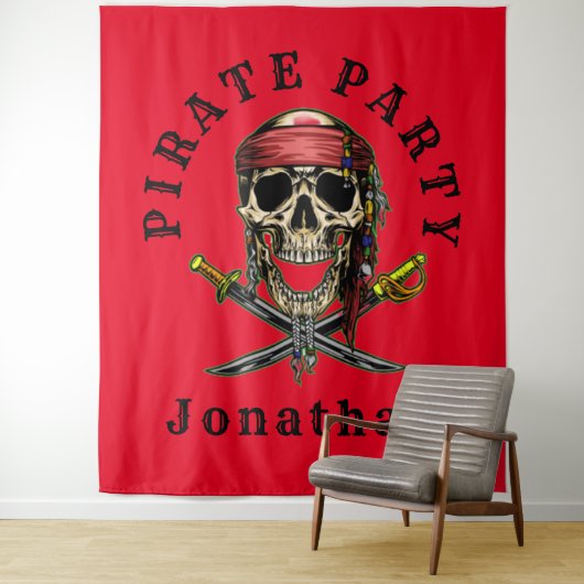 Ahoy Pirate Skull Hintergrund Wandteppich (Beispiel)