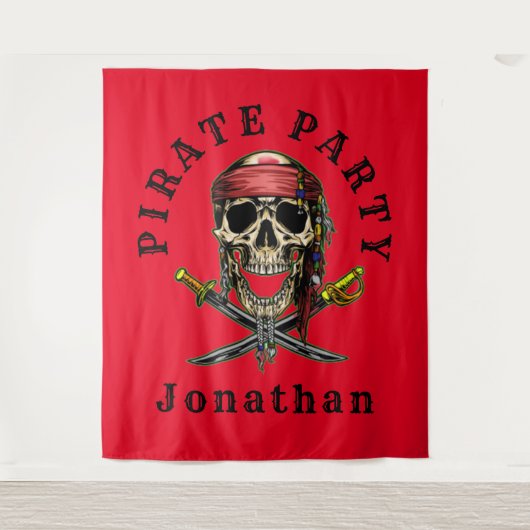 Ahoy Pirate Skull Hintergrund Wandteppich (Vorderseite)
