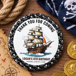 Ahoy! Piratenschiff 8. Geburtstag  Button