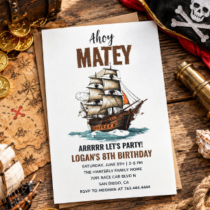 Ahoy! Piratenschiff 8. Geburtstag Einladung