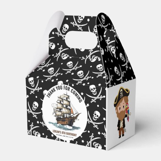 Ahoy! Piratenschiff 8. Geburtstag Geschenkschachtel (Vorderseite)