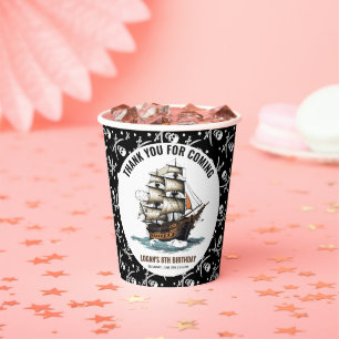 Ahoy! Piratenschiff 8. Geburtstag Pappbecher