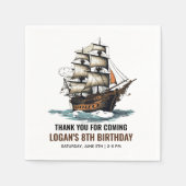 Ahoy! Piratenschiff 8. Geburtstag Serviette (Vorderseite)
