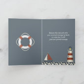 Ahoy Sail Boat & Lighthouse Danke Karte (Innenseite)