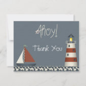 Ahoy Sail Boat & Lighthouse Vielen Dank, dass Sie  Mitteilungskarte (Vorderseite)