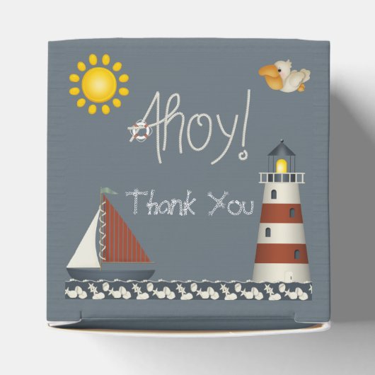 Ahoy Sail Boat & Lighthouse Vielen Dank Geschenkschachtel (Oben)