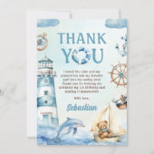 Ahoy Sailor Nautical Boat Blue 1. Geburtstag Dankeskarte (Vorderseite)