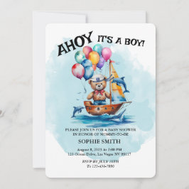 Ahoy Sailor sein a Boy Nautical Theme Kinderdusche Einladung