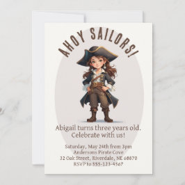 Ahoy Sailors! Einladung von Girl Pirate zum Geburt