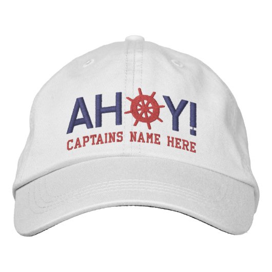 Ahoy-Schiffsrad Kapitäns Personalisiert Bestickte Baseballkappe (Vorderseite)
