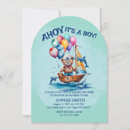 Ahoy sein a Boy Nautical Theme Kinderdusche Einladung