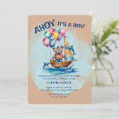 Ahoy sein a Boy Nautical Theme Kinderdusche Einladung (Stehend Vorderseite)