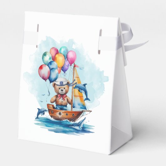 Ahoy sein a Boy Nautical Theme Kinderdusche Geschenkschachtel (Rückseite)