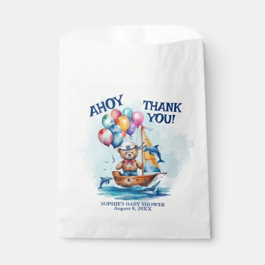 Ahoy sein a Boy Nautical Theme Kinderdusche Geschenktütchen (Vorderseite)