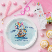 Ahoy sein a Boy Nautical Theme Kinderdusche Pappteller (Party)