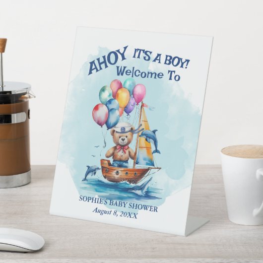 Ahoy sein a Boy Nautical Theme Kinderdusche Sockelschild (In SItu)