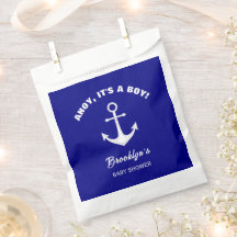 Ahoy sein a Boy Trendy Baby Dusche Navy Blue White