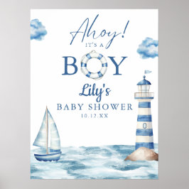Ahoy sein Baby-Dusche Begrüßungszeichen Poster