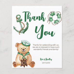 Ahoy sein ein Junge Teddy Bär Babydusche danke