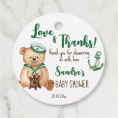 Ahoy sein ein Junge Teddy Bär Babydusche danke Geschenkanhänger (Vorderseite)