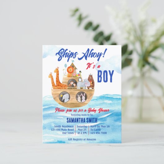 Ahoy sein Junge Noahs Ark Baby Dusche Budget laden (Stehend Vorderseite)
