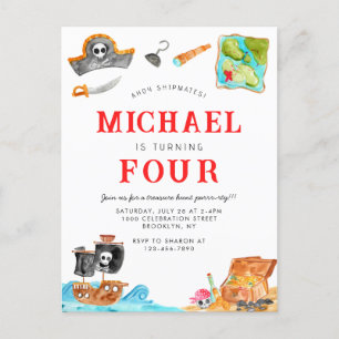 Ahoy Shipmates Treasure Hunt Ship Pirate Geburtsta Postkarte