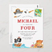 Ahoy Shipmates Treasure Hunt Ship Pirate Geburtsta Postkarte (Vorne/Hinten)