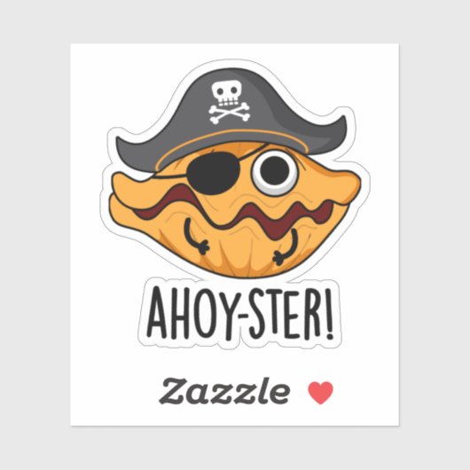 Ahoy-ster Funny Pirate Oyster Pun Aufkleber (Blatt)