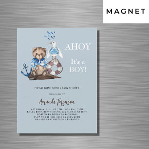 Ahoy Teddy Bär Junge Seemann Luxus Baby Shower Magneteinladung