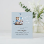 Ahoy Teddy Sailor Budget Baby Dusche Einladung (Stehend Vorderseite)